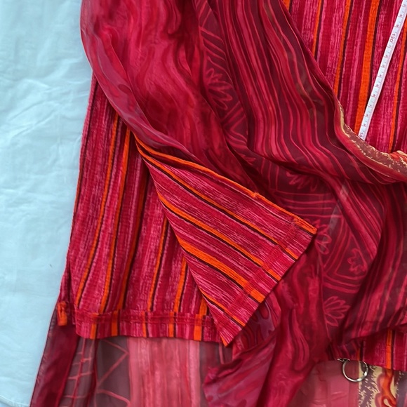 El Corte Ingles Midi Dress w/ cover Color-Red/Yellow Size-EU 42 USA Medium NWOT - Picture 11 of 16